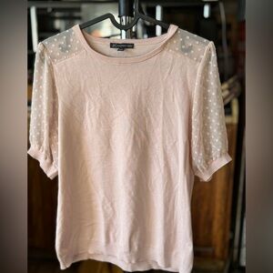 Adrianna Papell Blush Polka Dot Sleeve Blouse